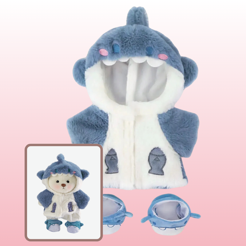 Puffy Bear Blue Shark | Adorable Handmade Teddy Bear