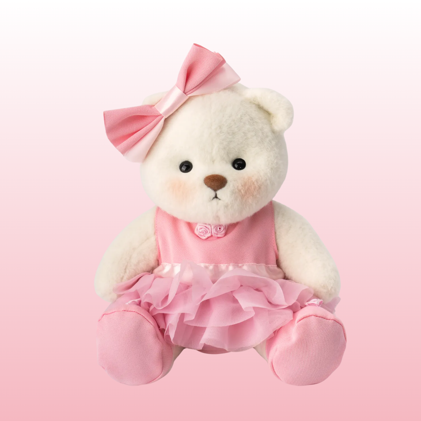 Oso de peluche blanco Puffy Bear artesanal con tutú de bailarina rosa hecho a mano
