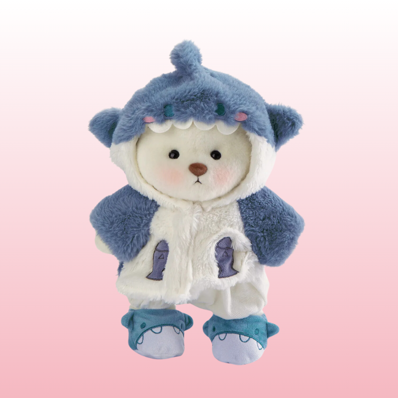 Puffy Bear Blue Shark | Adorable Handmade Teddy Bear