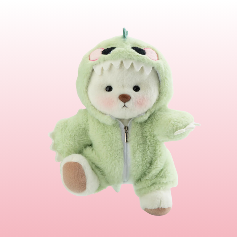 Puffy Bear Dino Verde | Adorable Osito Hecho a Mano