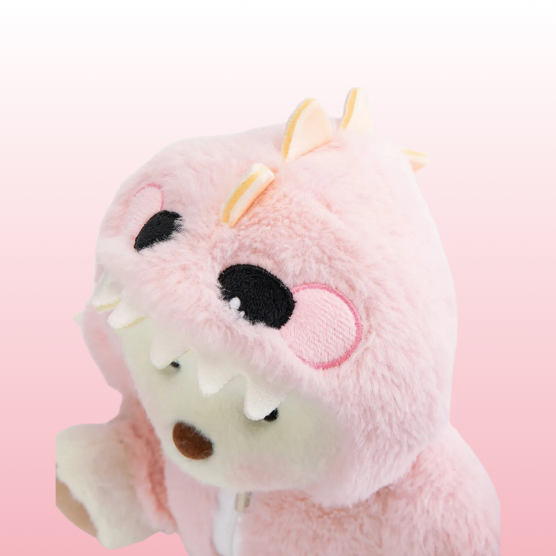 Puffy Bear Pink Dino | Adorable Handmade Teddy Bear