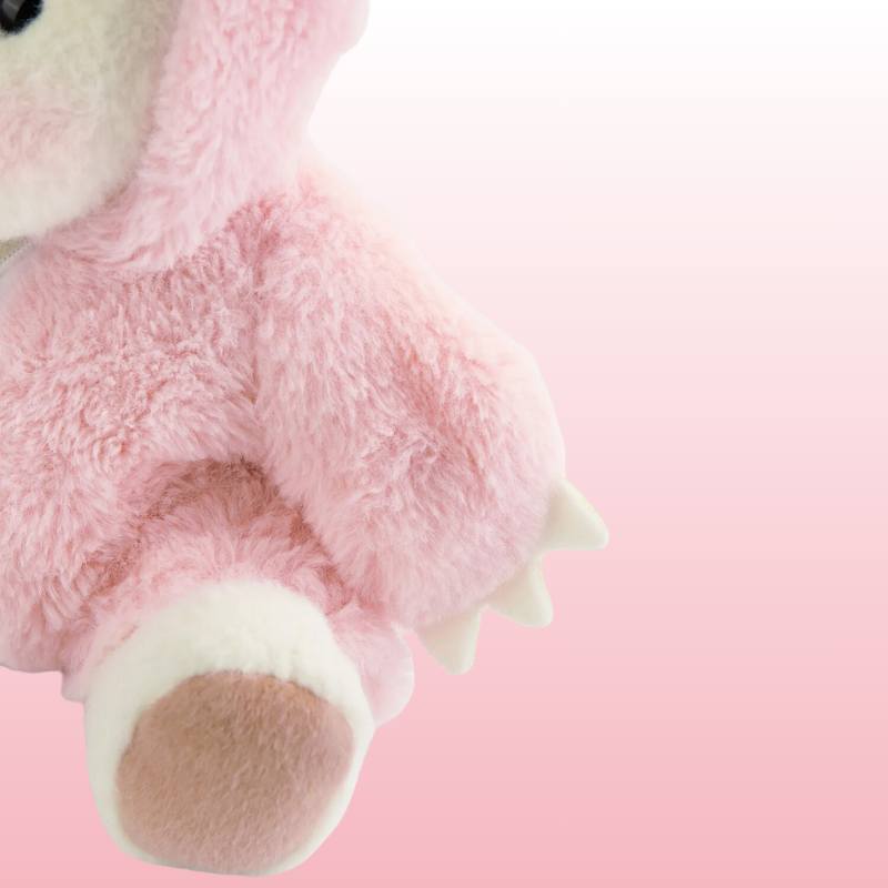 Puffy Bear Pink Dino | Adorable Handmade Teddy Bear
