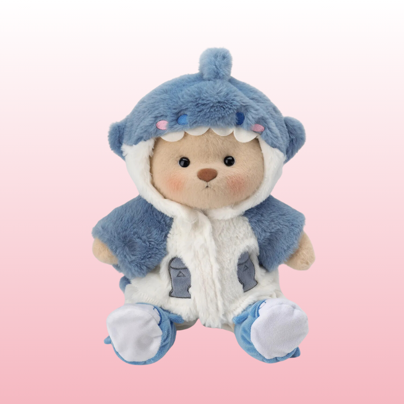 Puffy Bear Blue Shark | Adorable Handmade Teddy Bear