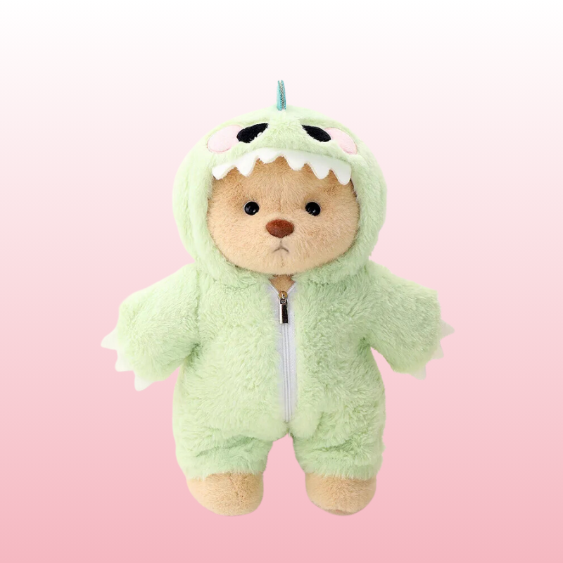 Puffy Bear Dino Verde | Adorable Osito Hecho a Mano