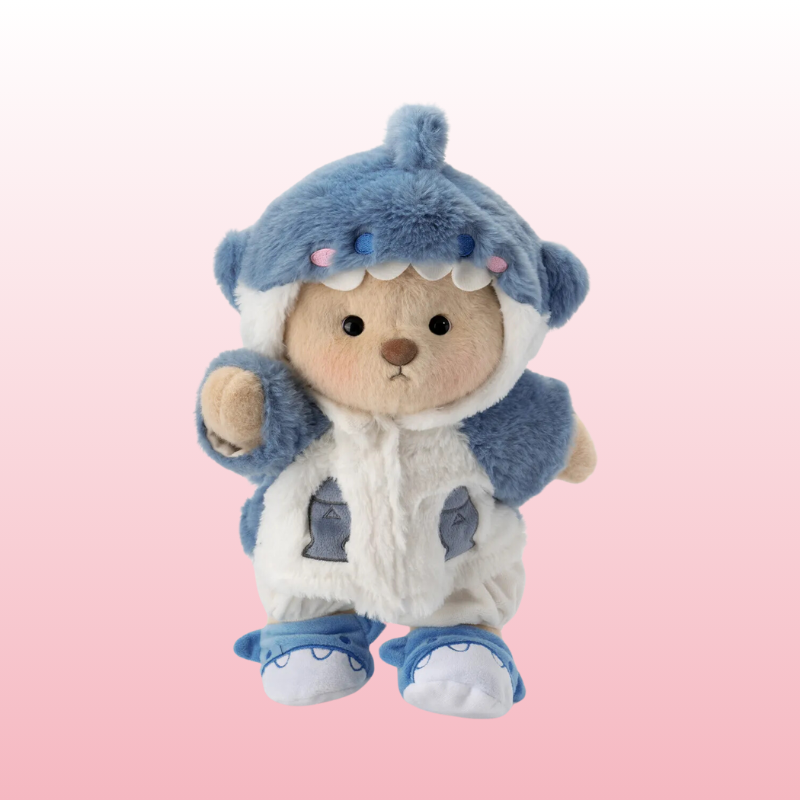 Puffy Bear Blue Shark | Adorable Handmade Teddy Bear