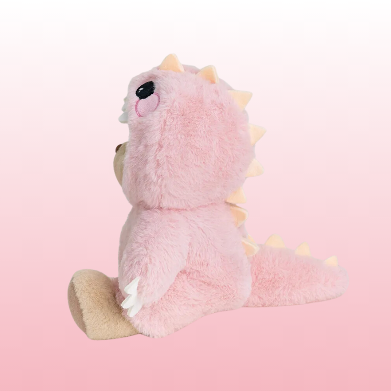 Puffy Bear Pink Dino | Adorable Handmade Teddy Bear