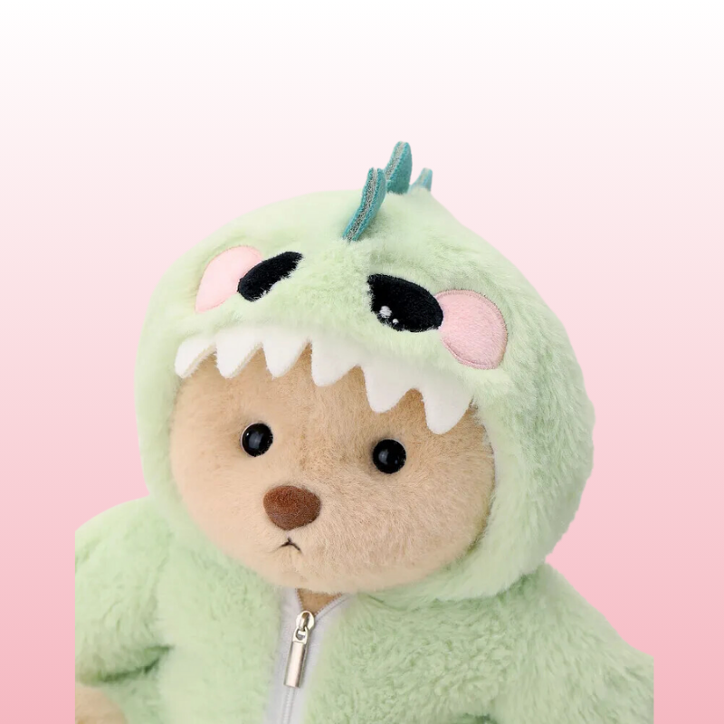 Puffy Bear Dino Verde | Adorable Osito Hecho a Mano