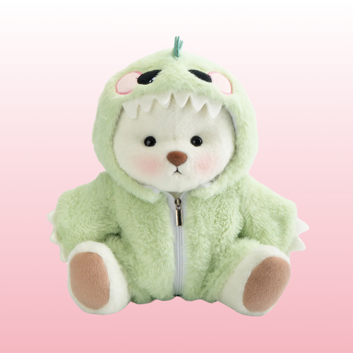 Puffy Bear Green Dino | Adorable Handmade Teddy Bear