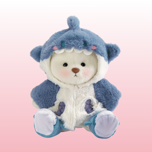 Puffy Bear Blue Shark | Adorable Handmade Teddy Bear