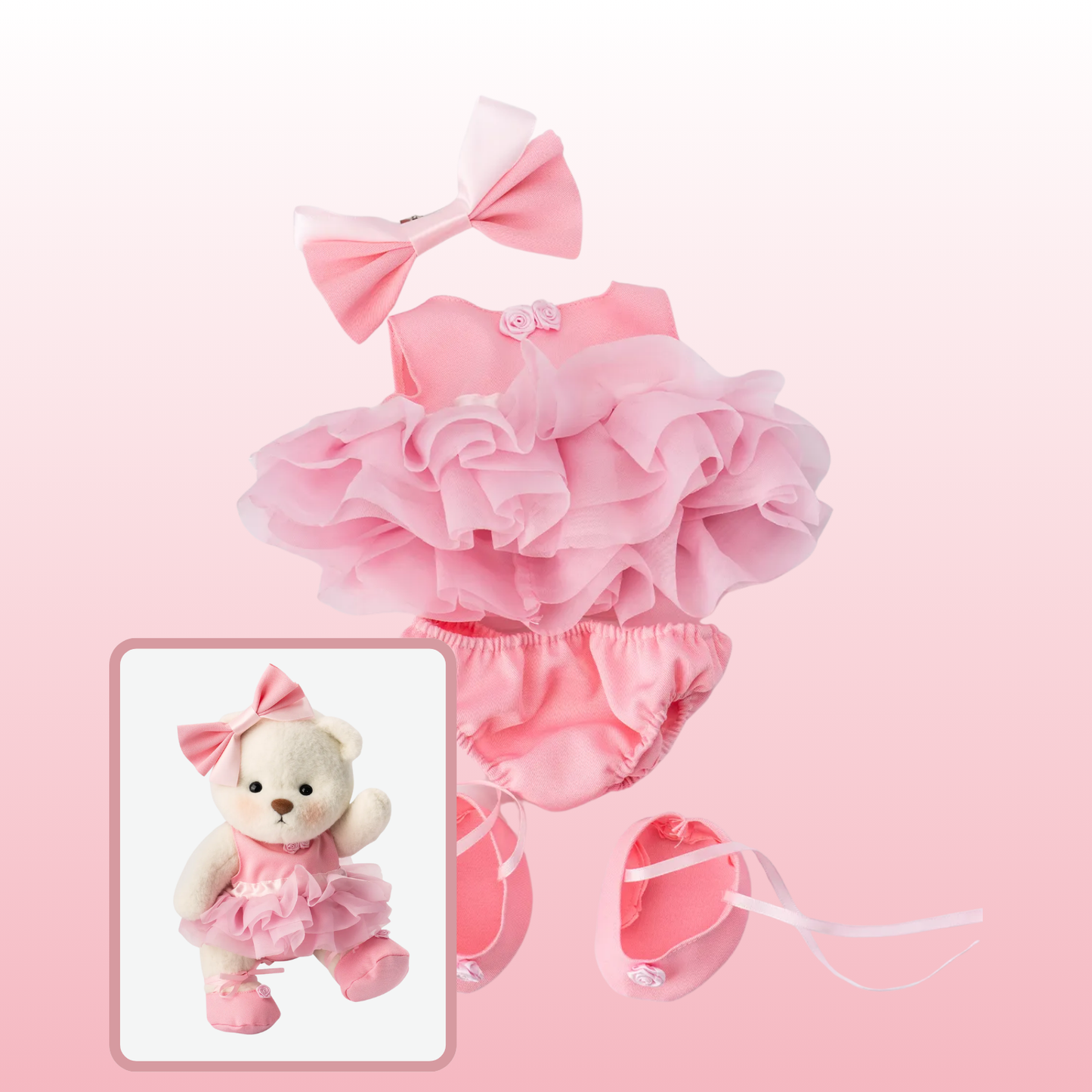 Puffy Bailarina Rosa | Adorable Osito Hecho a Mano